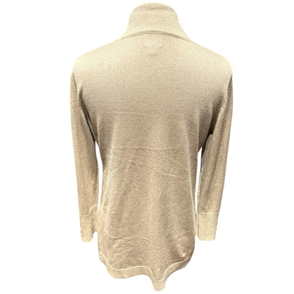 NWOT JM Collection Open Front Metallic Gold Cardigan Size Petite Medium - Picture 2 of 6